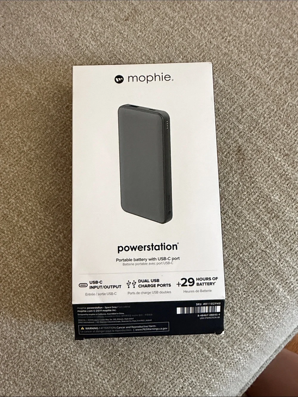 Mophie Powerstation 8000mAh Portable Battery with USB-C / USB-A Port -Space Gray